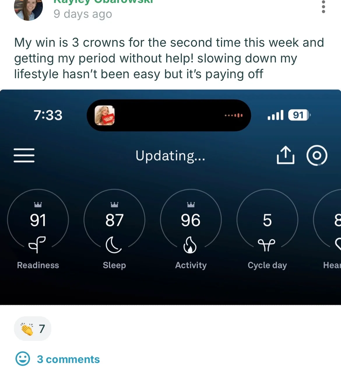Client win shared in the Nurture community