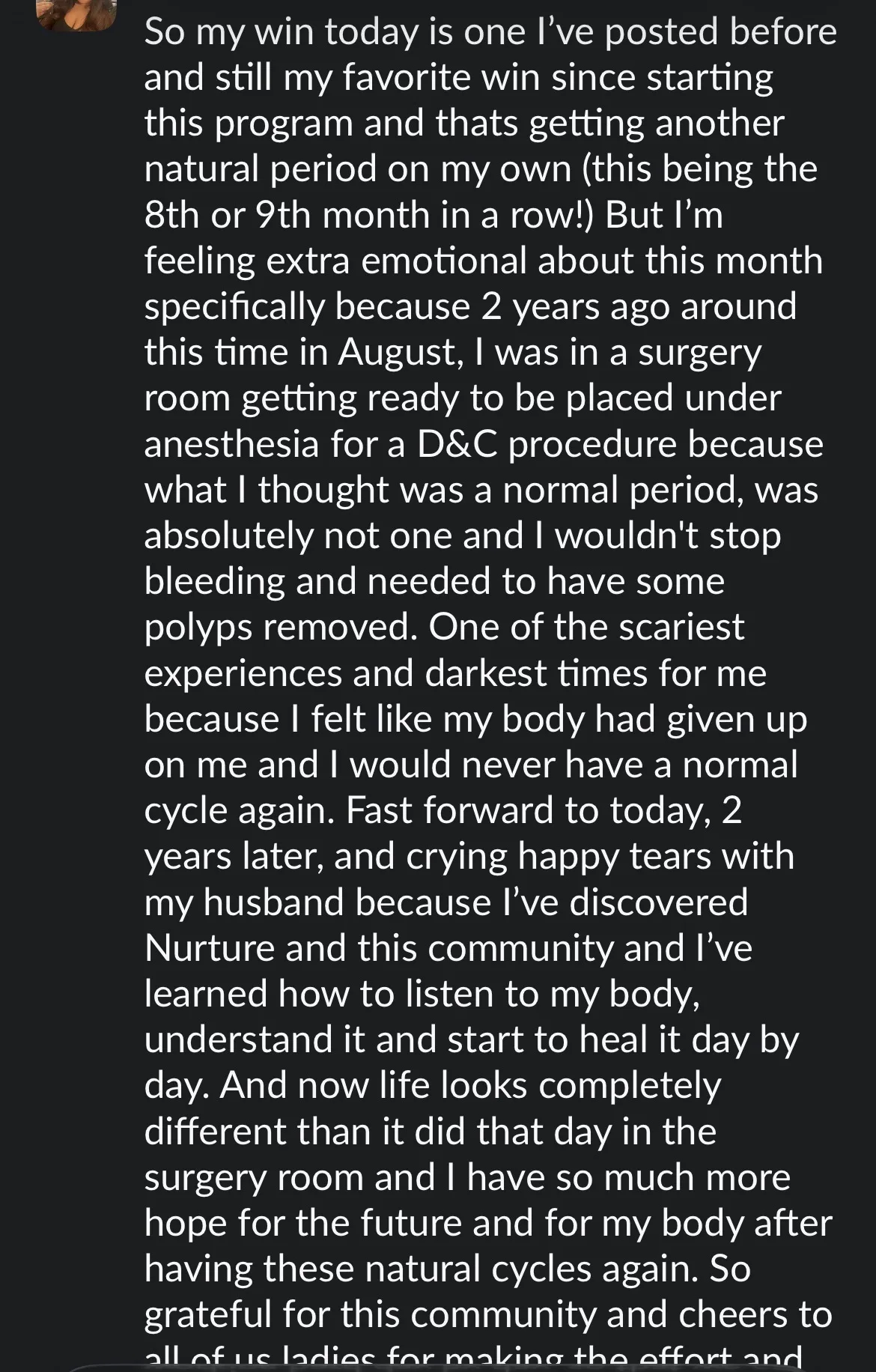 Client win shared in the Nurture community
