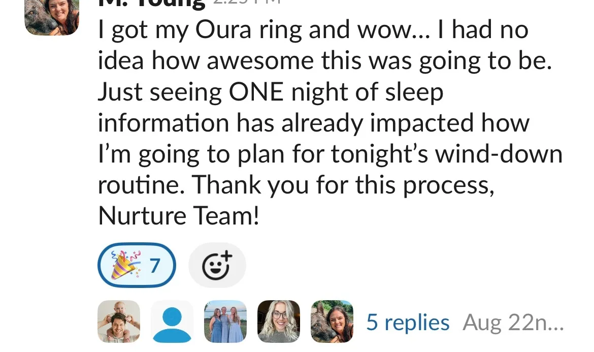 Client win shared in the Nurture community