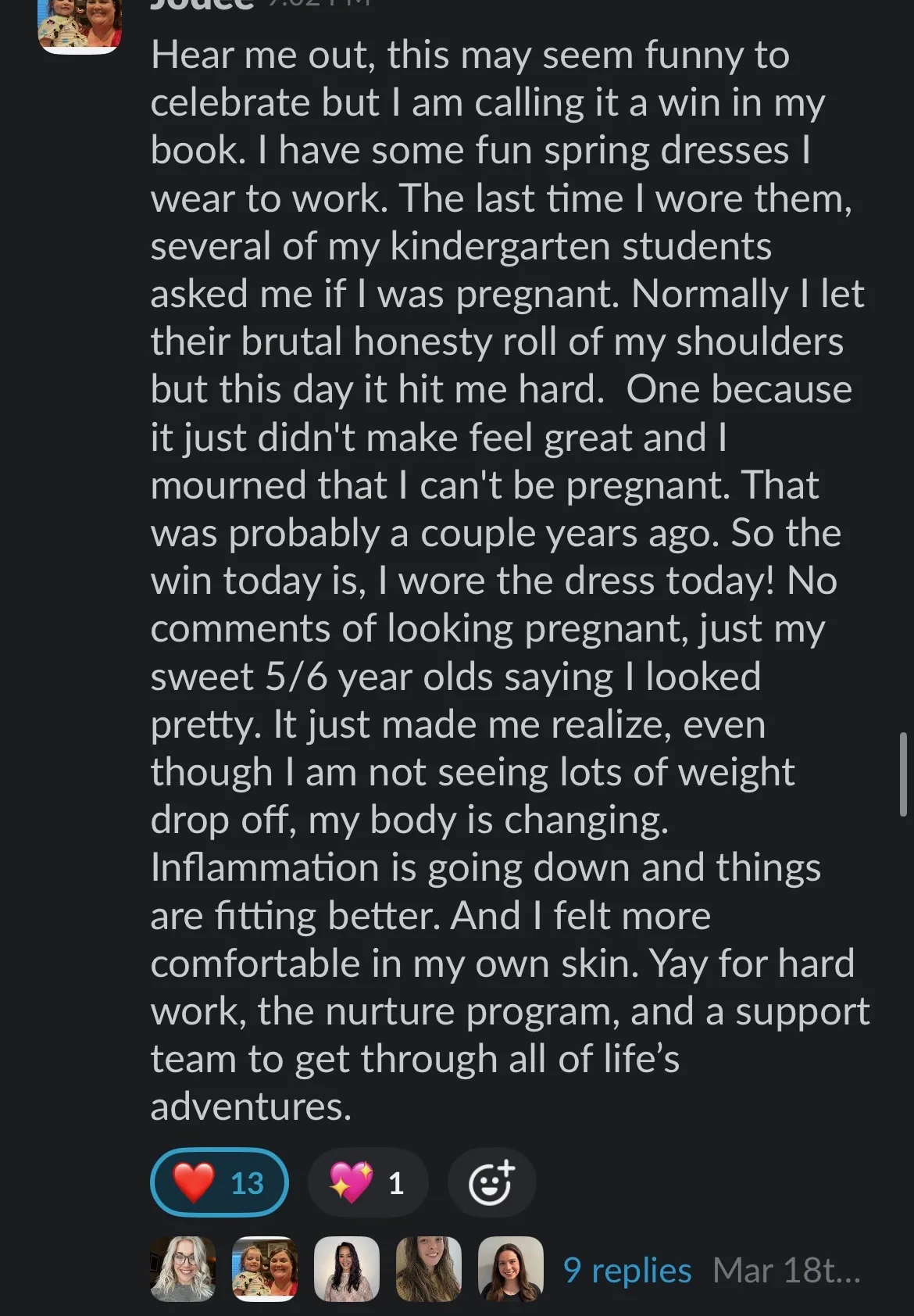 Client win shared in the Nurture community